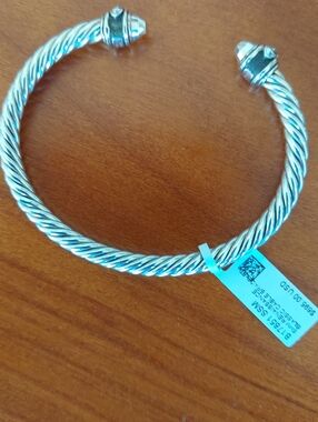 David Yurman Twisted Cable Open Cuff Bracelet in Shiny Silver